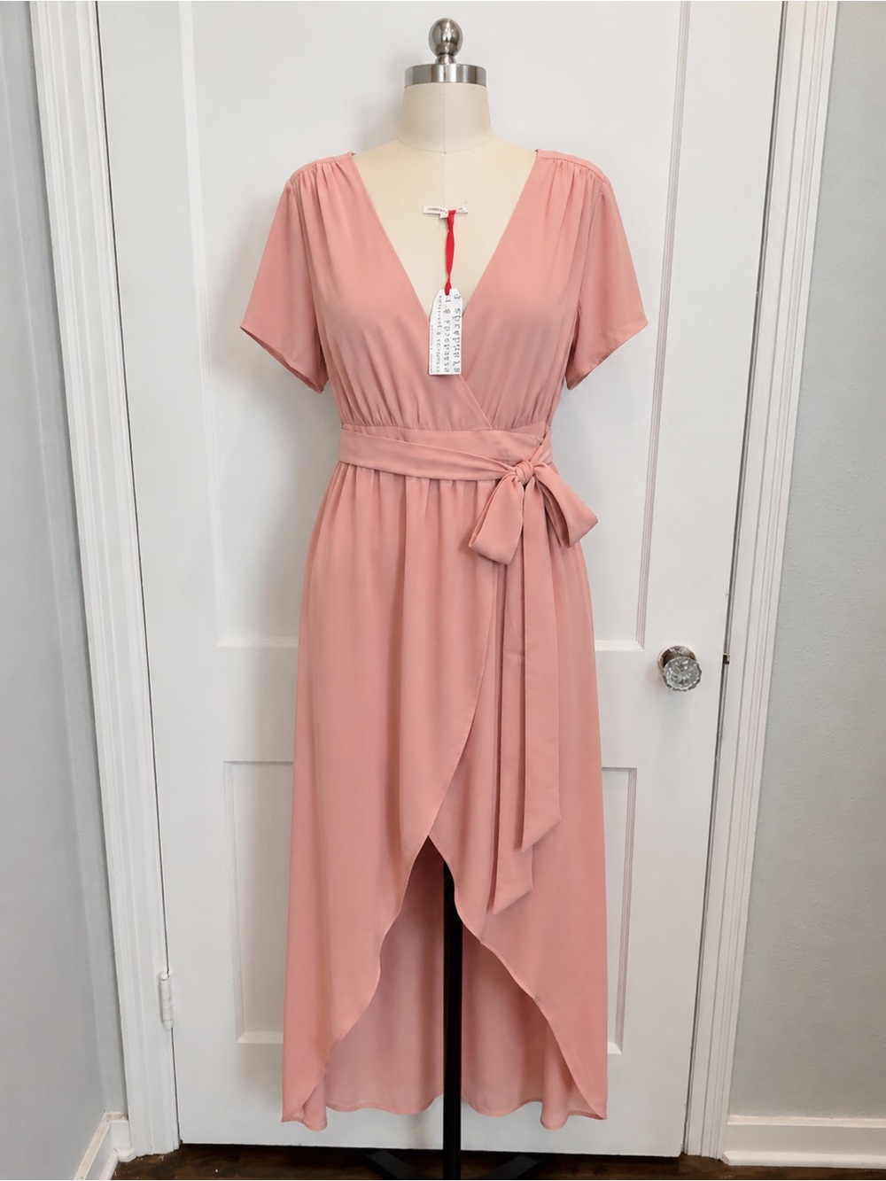 Elegant Dusty Rose Wrap Midi Dress REDUCED for slight blemish